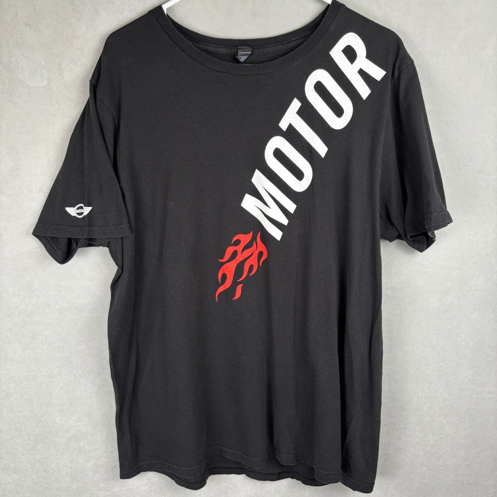 District Mini Cooper Motortober Graphic Tee Black Men XL Racing Car Flames Shirt